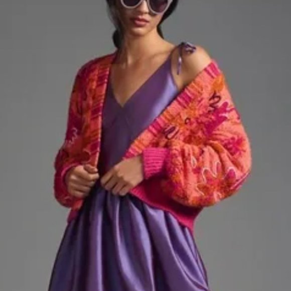 NWT  Anthropologie Embroidered Cardigan Sweater - Picture 7 of 7